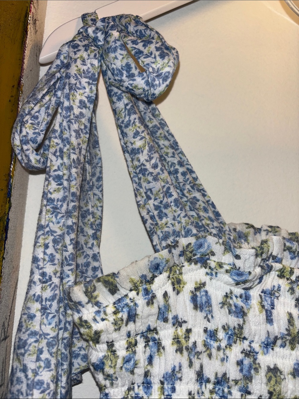 Altar'd State Blue and White Floral Tiered Mini Dress - Picture 4 of 6